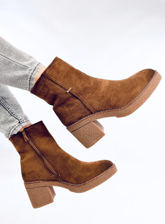 Damen Stiefeletten mit stabilem Absatz Braun