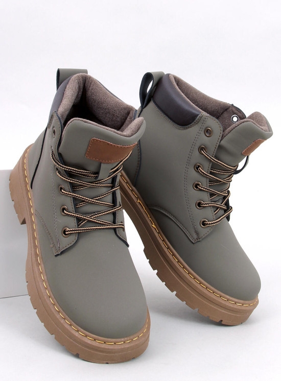 Schnürstiefelette für den Winter Khaki