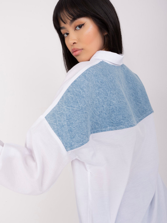 Weiße Damen Oversize-Bluse mit Applikationen