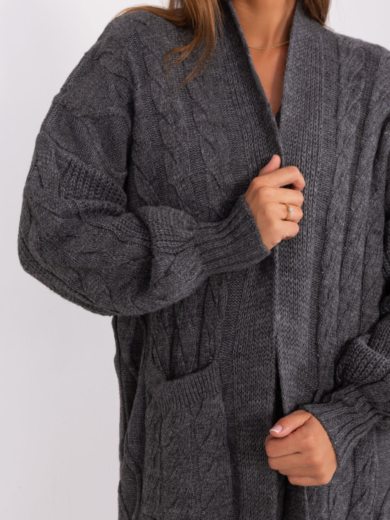 Dunkelgrauer Cardigan mit Puffärmeln