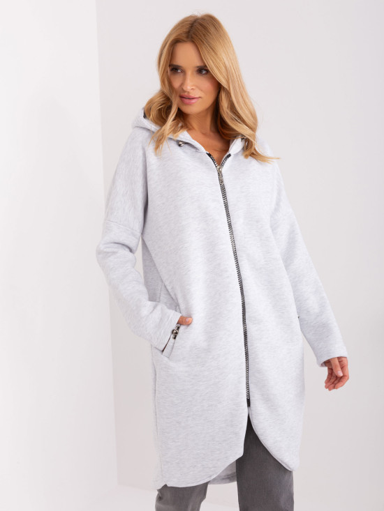 Helle graue Melange Basic Kapuzenpullover RUE PARIS