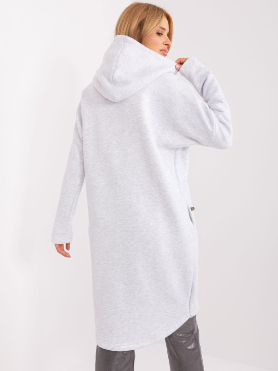 Helle graue Melange Basic Kapuzenpullover RUE PARIS