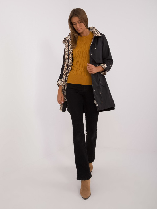 Damen Übergangsjacke in Schwarz mit Kapuze