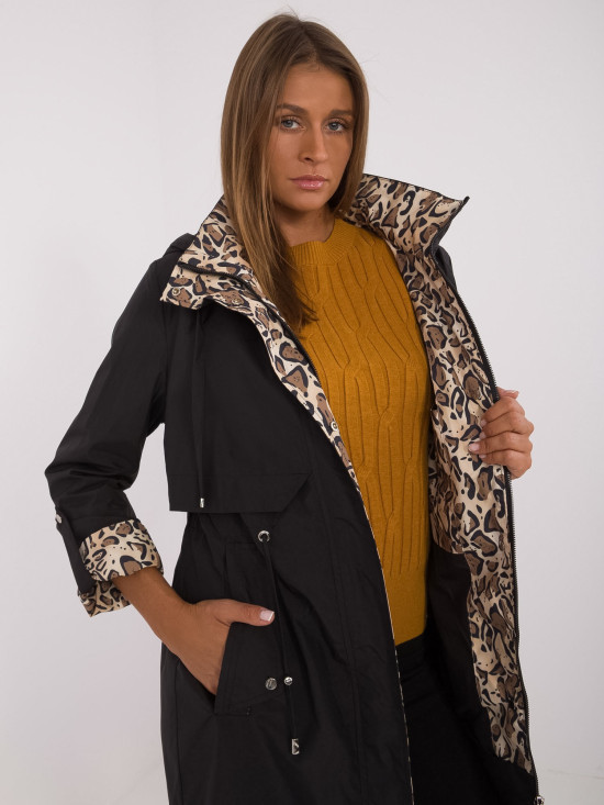 Damen Übergangsjacke in Schwarz mit Kapuze