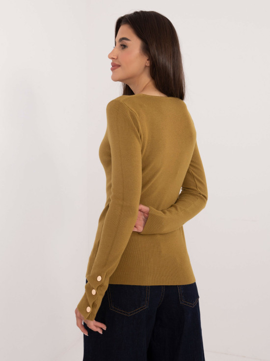 Eleganter olivgrüner Pullover mit langen Ärmeln