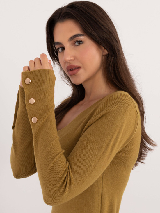 Eleganter olivgrüner Pullover mit langen Ärmeln