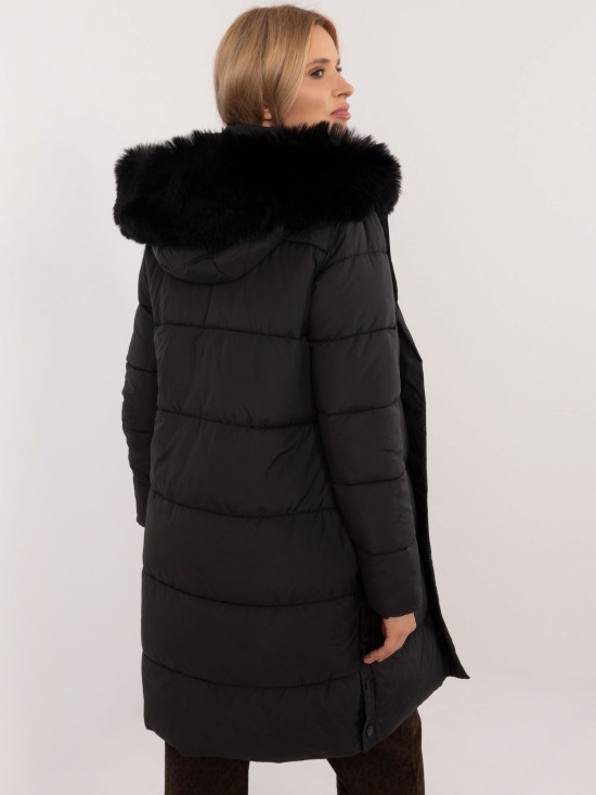 Damen schwarze Winterjacke mit Kapuze