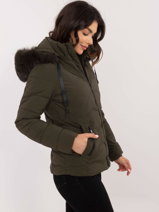 Bequeme Winterjacke mit Kapuze Khaki