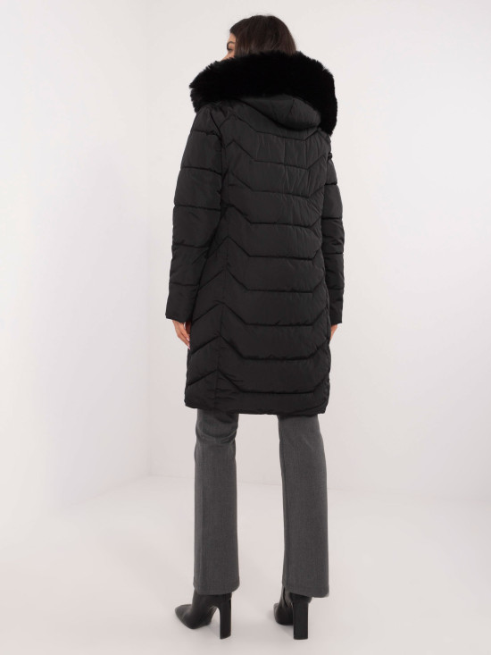 Damen schwarze Winterjacke mit Kapuze