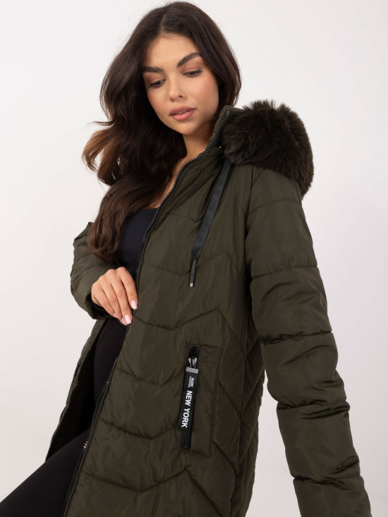 Damen khaki Winterjacke mit Kapuze