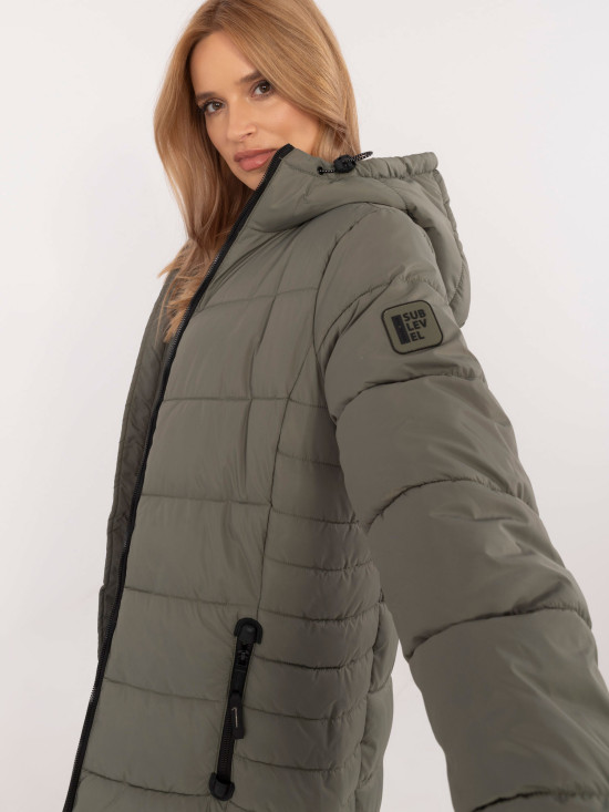 Damen Khaki Mantel mit langen Ärmeln