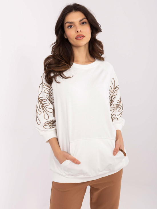 Elegante Bluse mit 3/4-Ärmeln in Ecru
