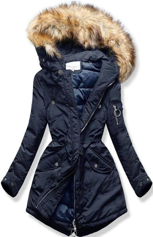 Verlängerte Steppjacke für Winter dunkelblau
