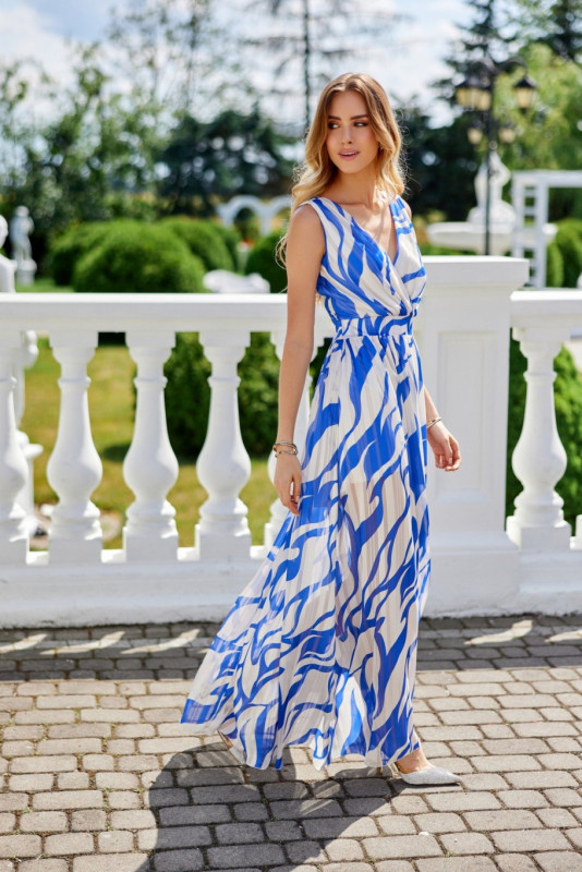 Gemustertes Chiffon-Maxikleid mit Wickelausschnitt Lorena