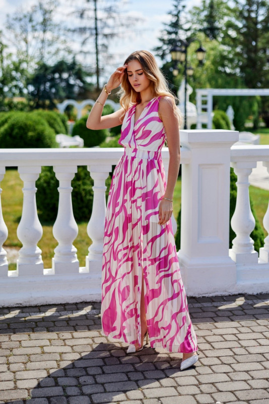 Gemustertes Chiffon-Maxikleid mit Wickelausschnitt