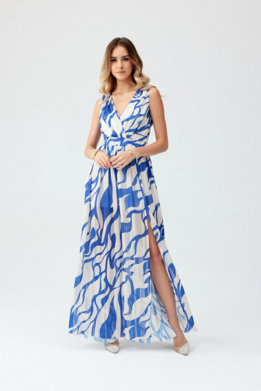 Gemustertes Chiffon-Maxikleid mit Wickelausschnitt Lorena