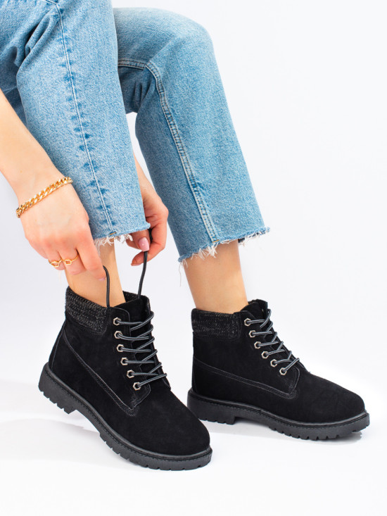 Schwarze Damen Stiefeletten aus echtem Leder von Shelovet