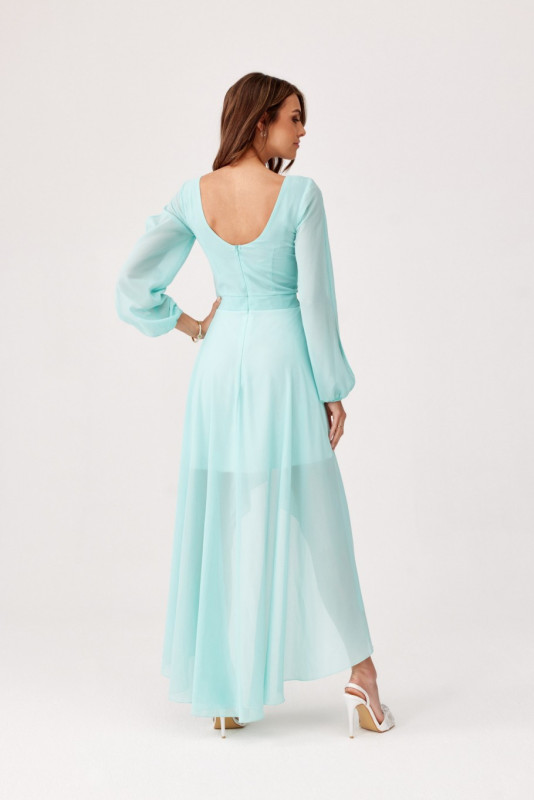 Asymmetrisches Maxi-Kleid mit langen Ärmeln in hellem Mint