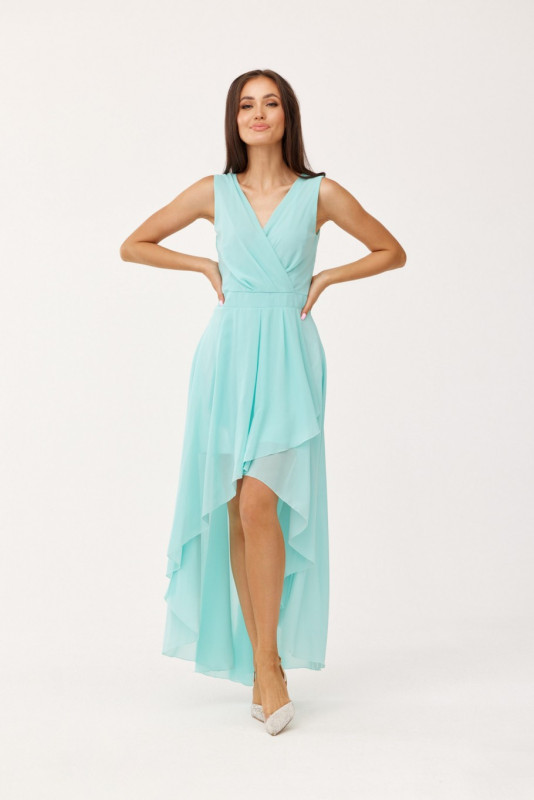 Asymmetrisches Kleid mit Wickelausschnitt in hellem Mint