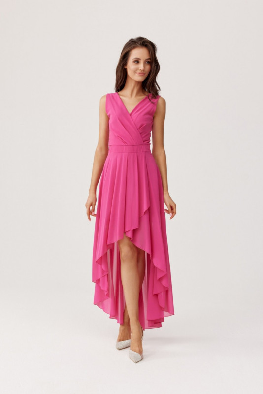 Asymmetrisches Kleid mit Wickelausschnitt in Amaranth