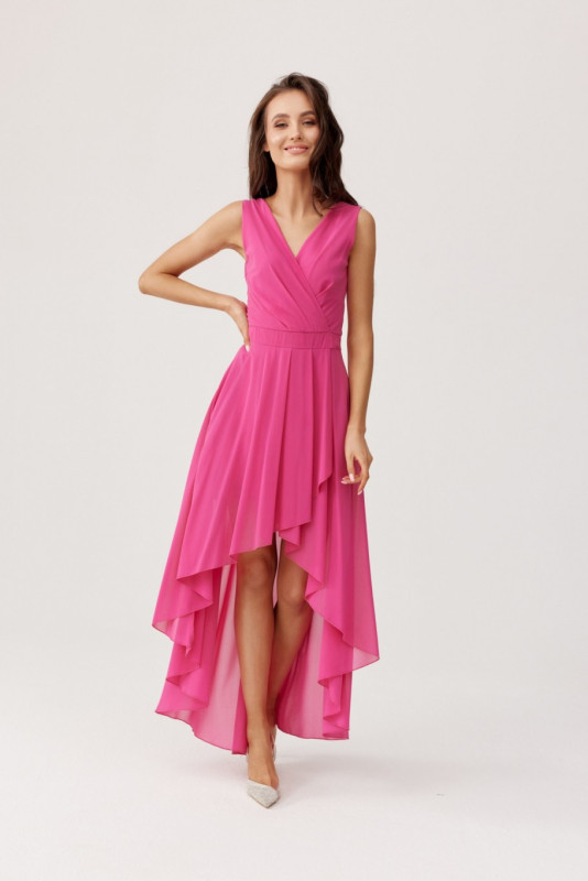 Asymmetrisches Kleid mit Wickelausschnitt in Amaranth