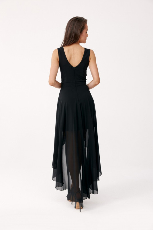Asymmetrisches Kleid mit Wickelausschnitt, schwarz