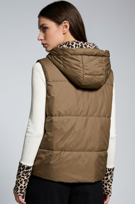 Wende-Weste mit Leopardenmuster, Braun