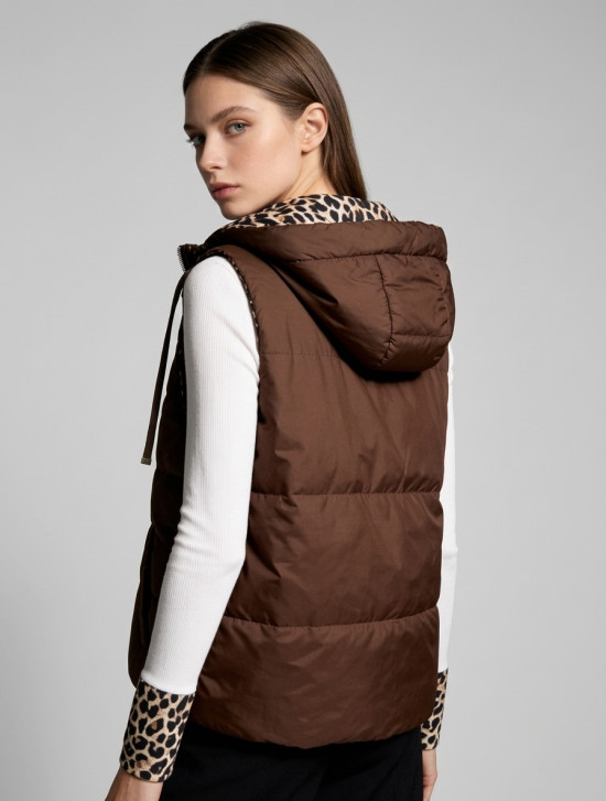 Wende-Weste mit Leopardenmuster, Schokoladenbraun
