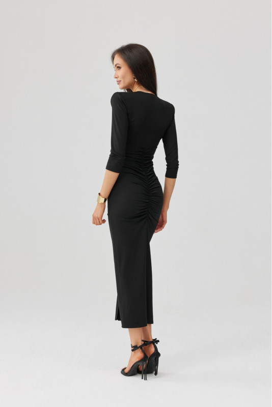 Schwarzes Midi-Kleid Mireya