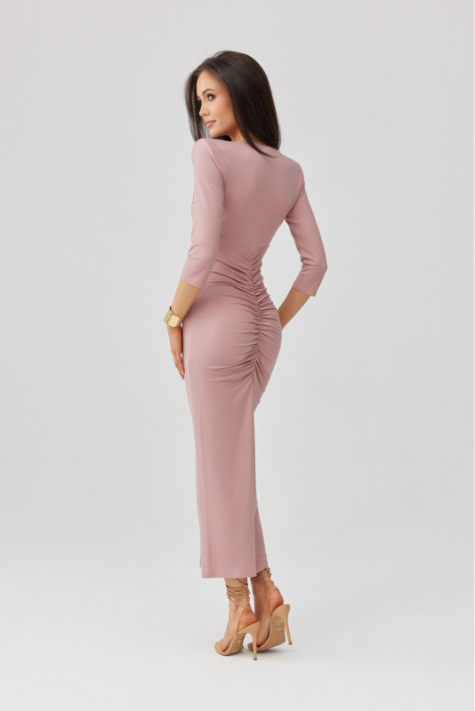 Midi-Kleid in dunklem Rosaton Mireya