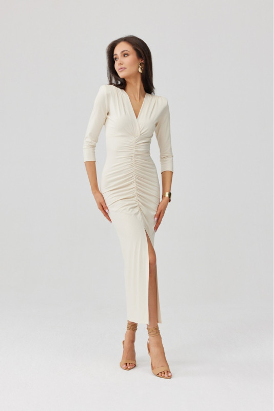 Midi-Kleid in Vanillefarbe Mireya