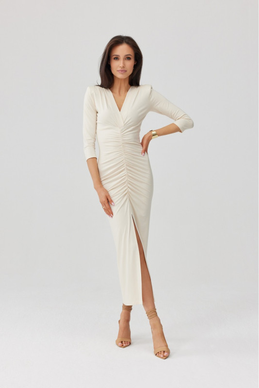 Midi-Kleid in Vanillefarbe Mireya
