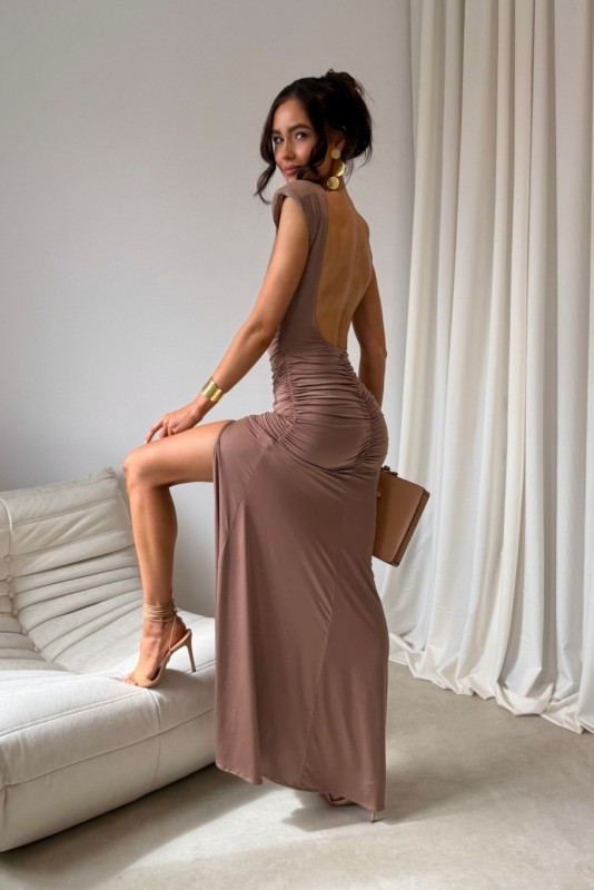 Maxikleid in hellem Braun Aurelia