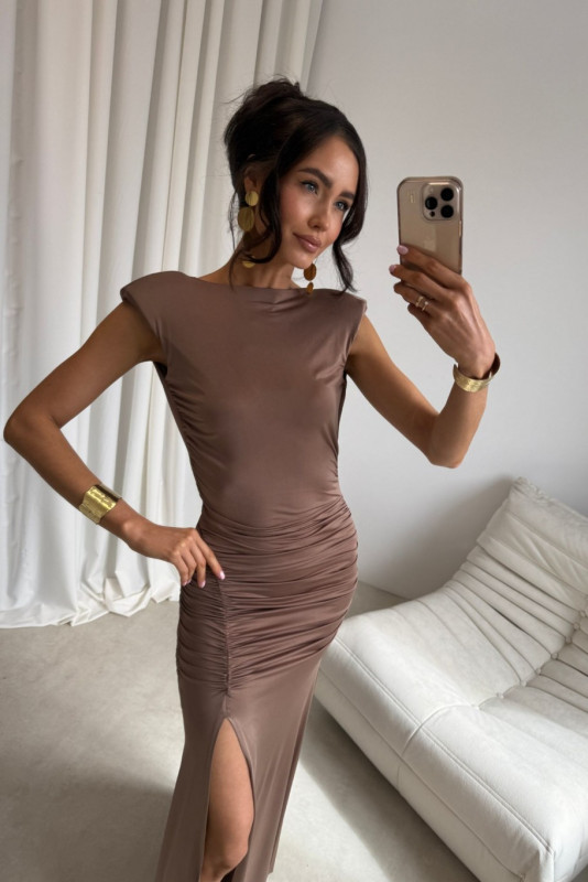 Maxikleid in hellem Braun Aurelia