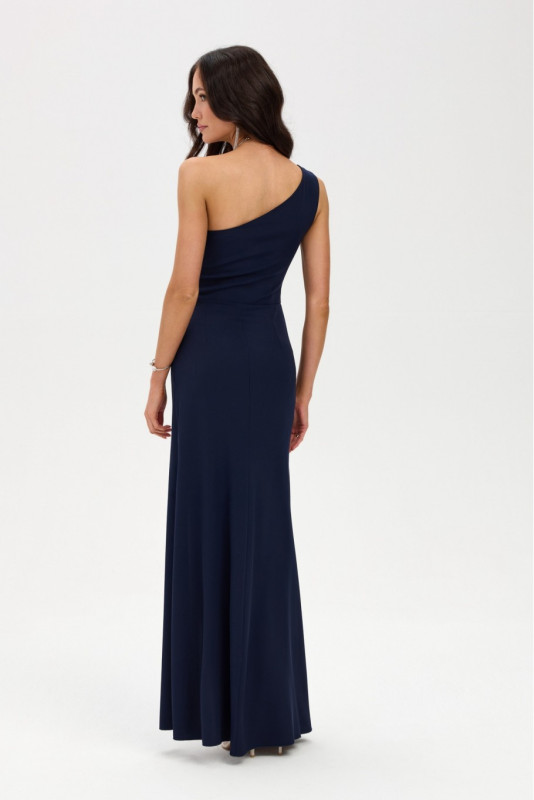 Dunkelblaues Maxi-Kleid mit One-Shoulder-Schnitt