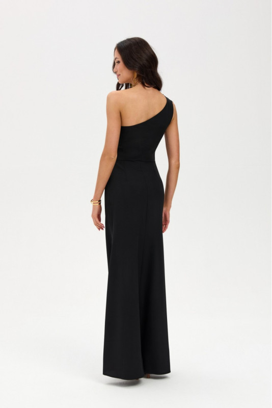 Langes schwarzes Maxi-Kleid mit einem Schulterträger