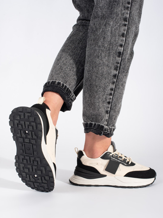 Stylische Damen-Sneaker in Beige und Schwarz