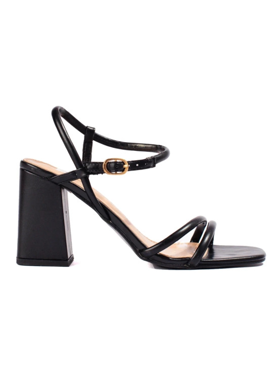 Schwarze Damen Sandalen mit breitem Absatz von Vinceza