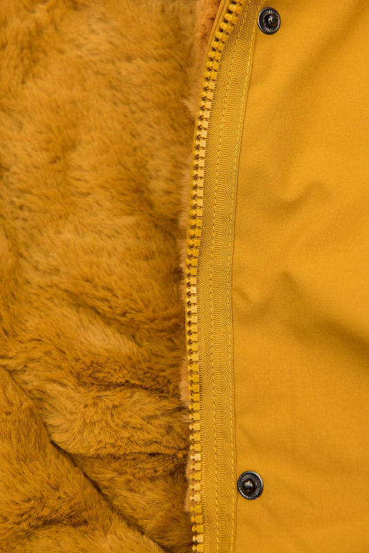 Winter Parka mit abnehmbaren Fellimitat gelb