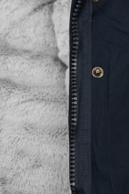 Winter Parka mit abnehmbaren Fellimitat dunkelblau