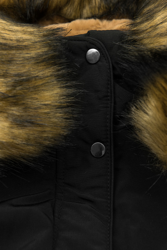 Winterparka mit Gummi in der Taille schwarz