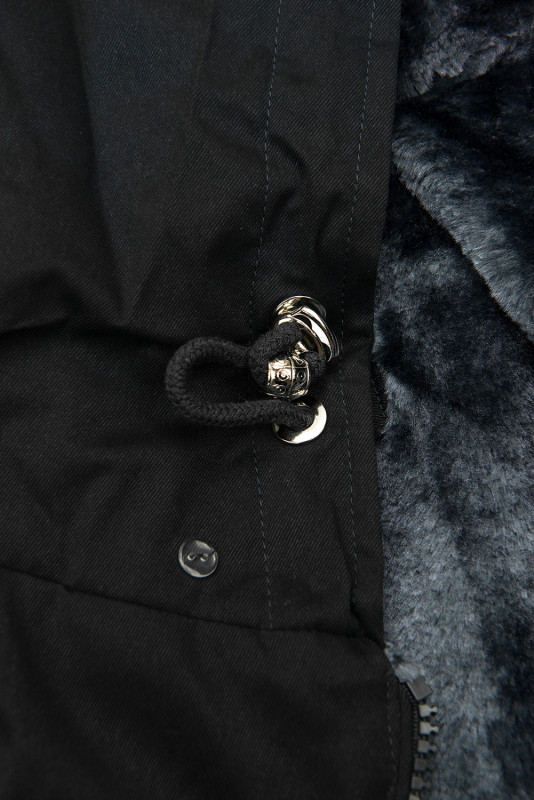 Winterparka mit Kunstfell-Kapuze schwarz/grau