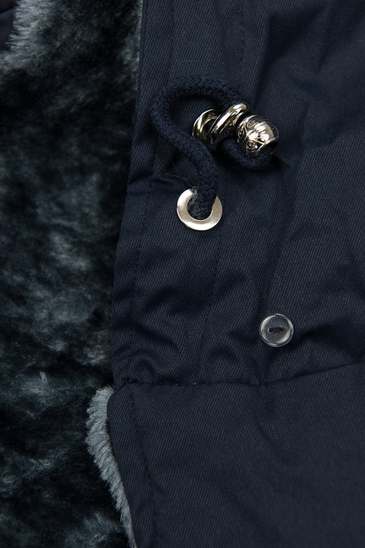 Winterparka mit Kunstfell-Kapuze dunkelblau/grau