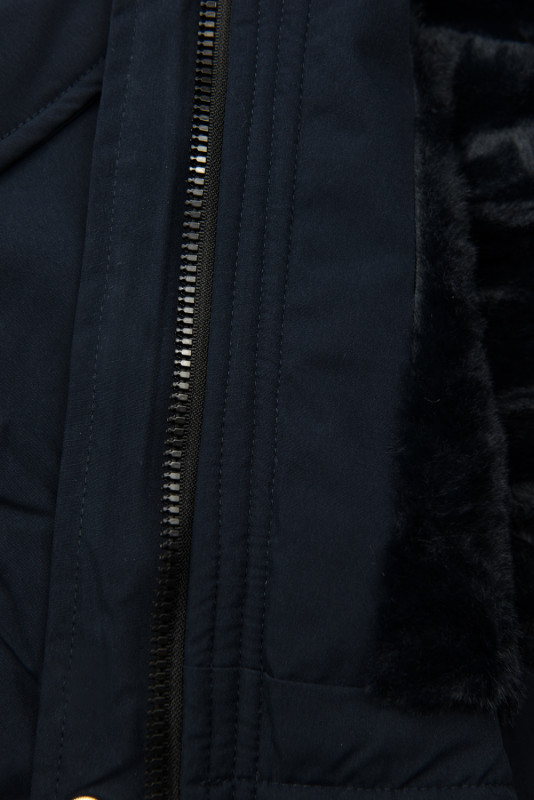 Winterparka mit Kunstfellkapuze dunkelblau