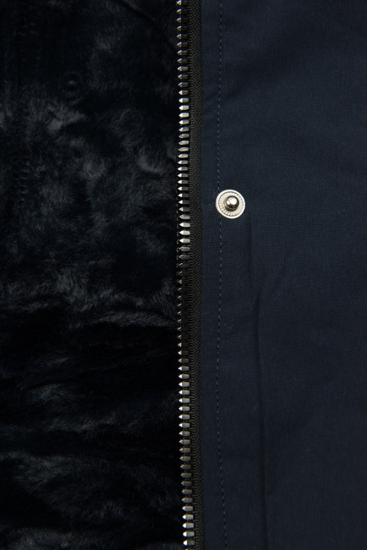 Winterparka mit Kunstfellkapuze dunkelblau