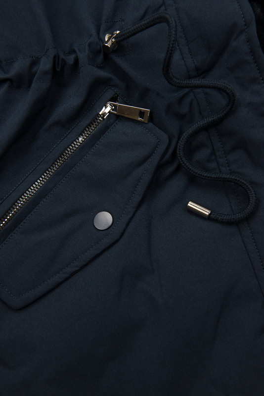 Winterparka mit Kunstfellkapuze dunkelblau
