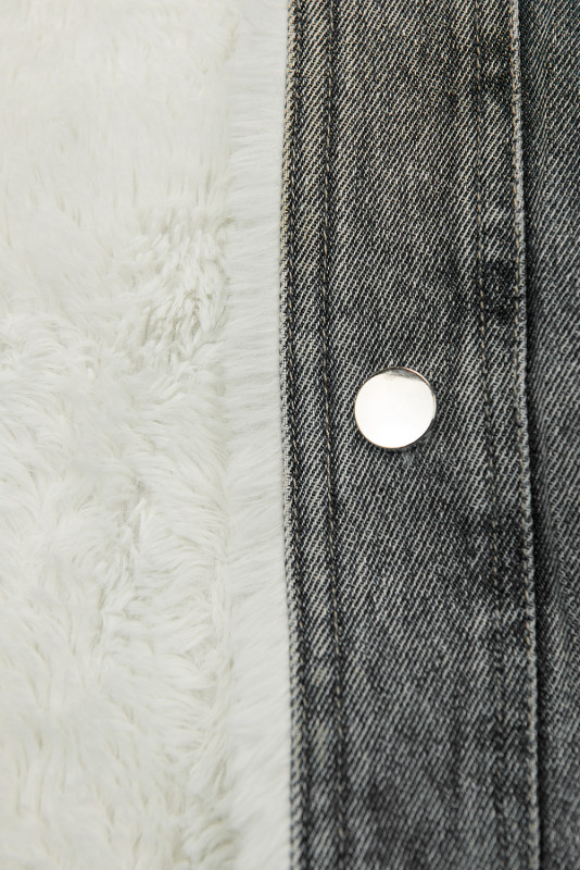 Jeansjacke mit kuscheligem Fellimitat grau/weiß