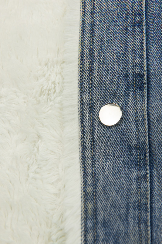 Jeansjacke mit kuscheligem Fellimitat blau/weiß