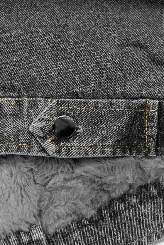 Jeansjacke mit kuscheligem Fellimitat grau/grau