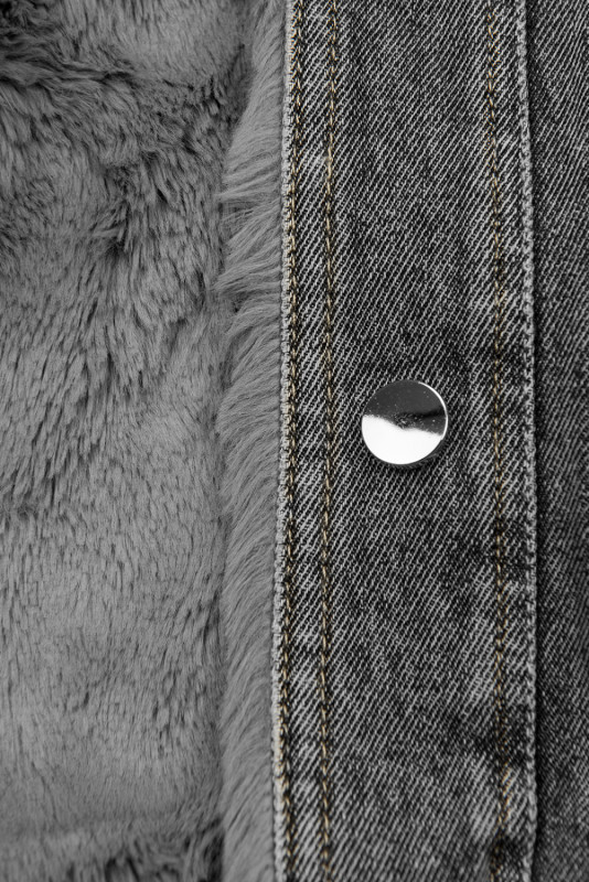 Jeansjacke mit kuscheligem Fellimitat grau/grau